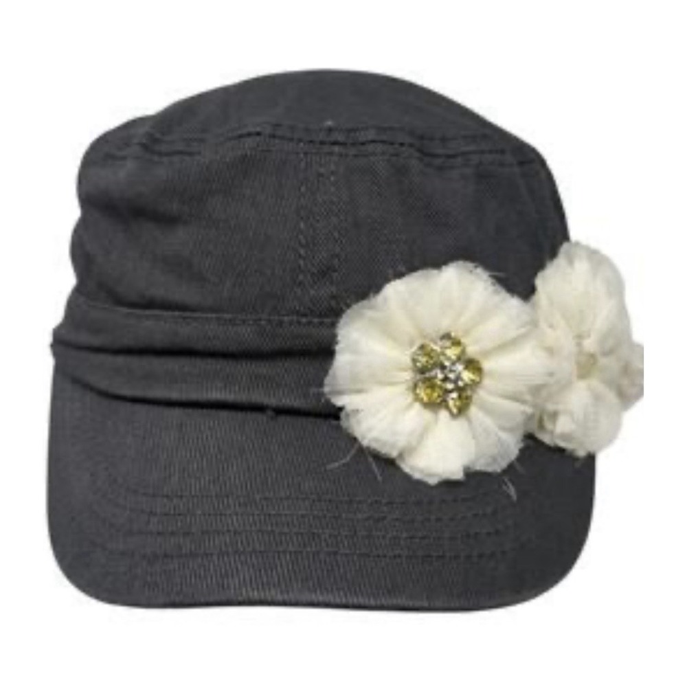 MixIT Cadet Cap 100% Cotton Y2K Grey One Size White Floral